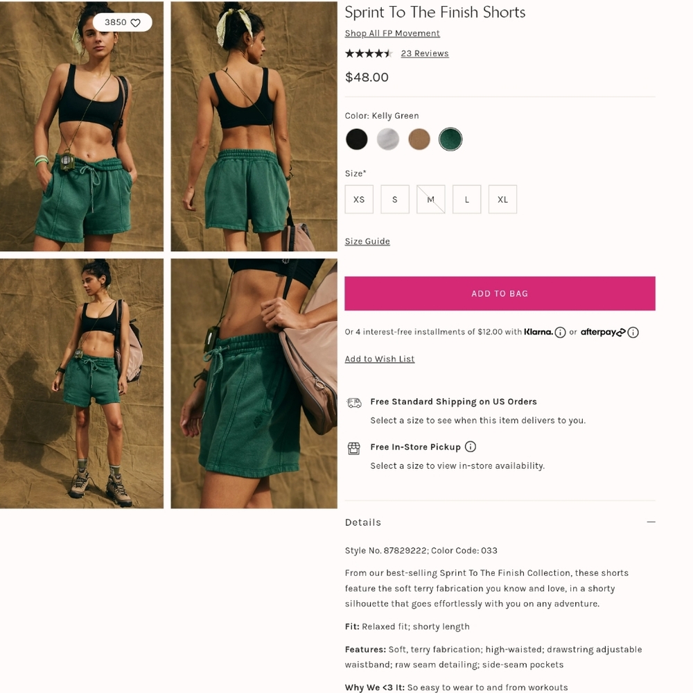 FREE PEOPLE Sprint To The Finish Shorts NWT - Picture 5 of 7